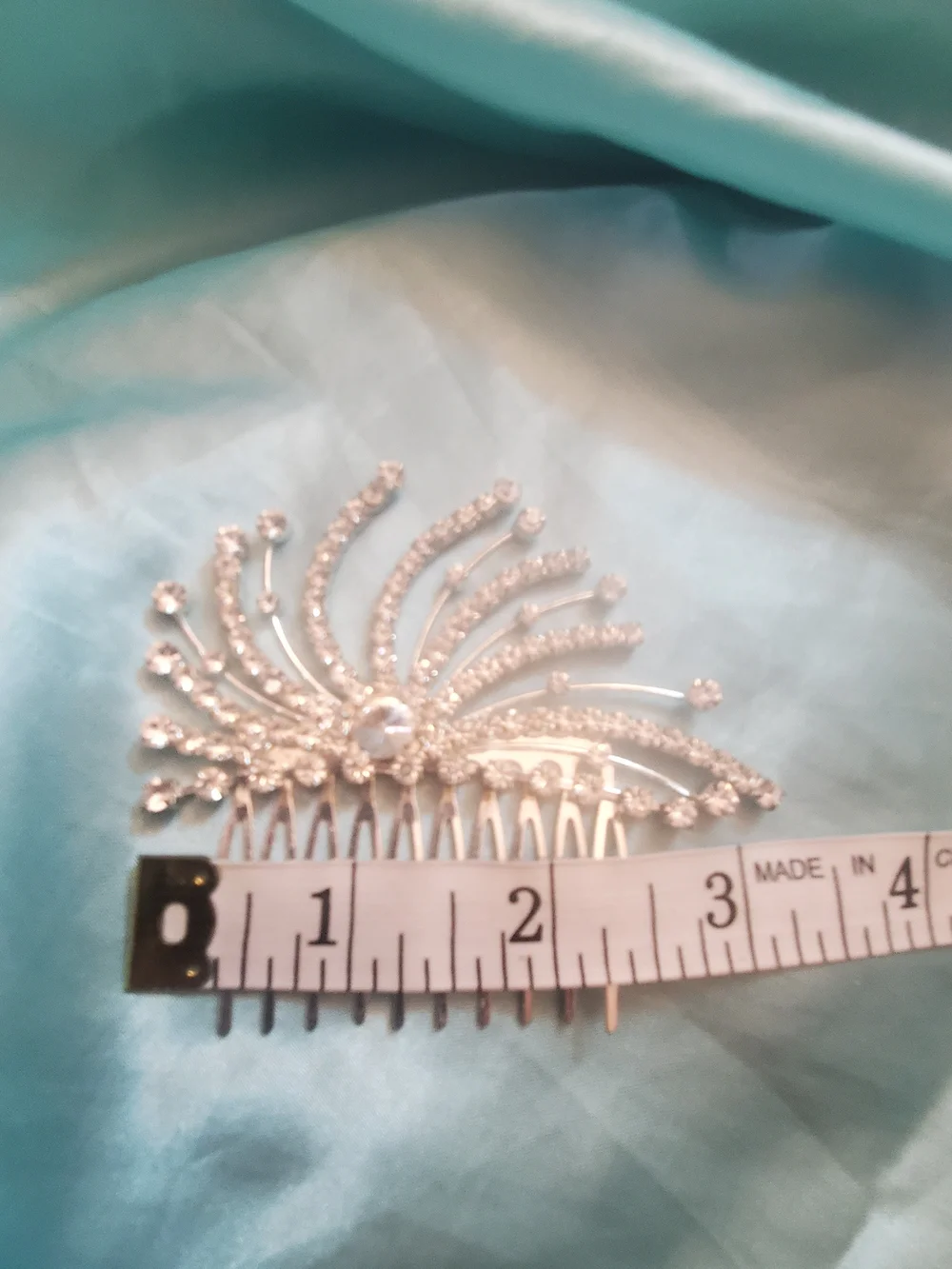 Crystal-Embellished Silver Hair Comb for Women
